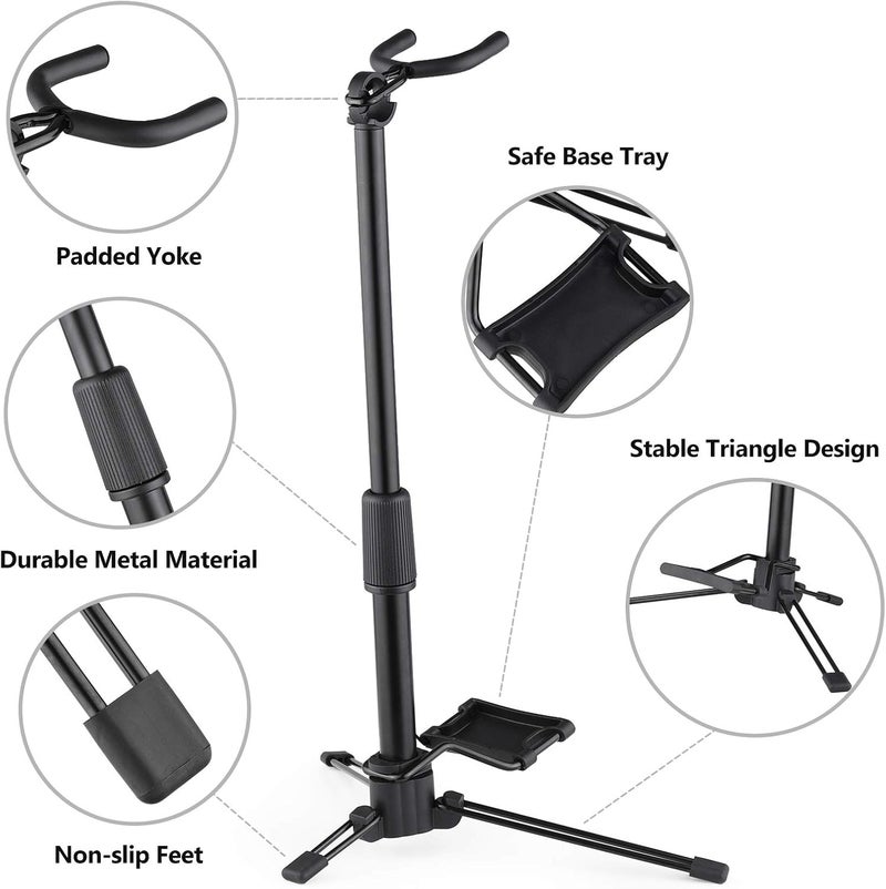 summina Foldable Digital Wind Instrument Stand Adjustable Metal Aerophone Holder Musical Instrument Stand, Black - Image 3